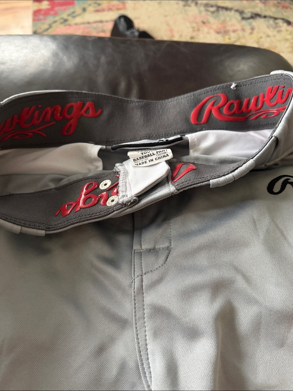 Rawlings youth Gray Baseball Pants - Athletic Fit
